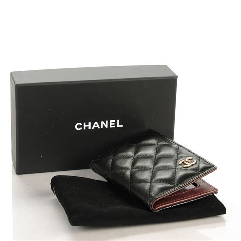 Chanel Lambskin Quilted Card Holder Wallet 